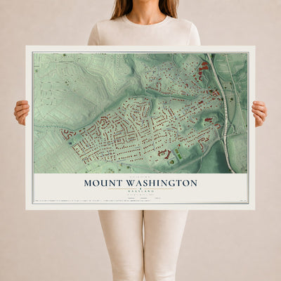 Map of Mount Washington, Maryland, 24 x 36 inch unframed archival matte print