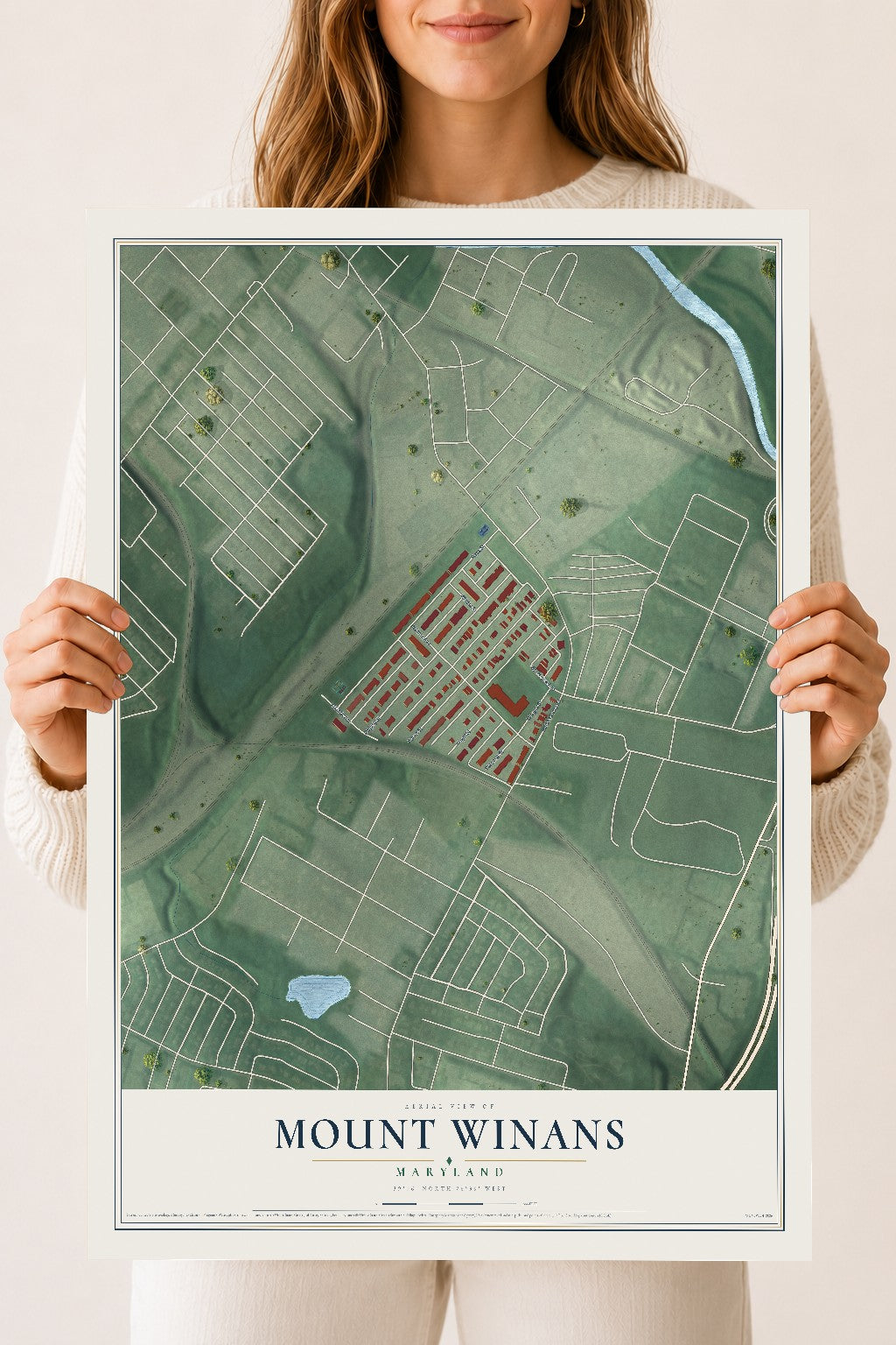 Map of Mount Winans, Maryland, 18 x 24 inch unframed archival matte print