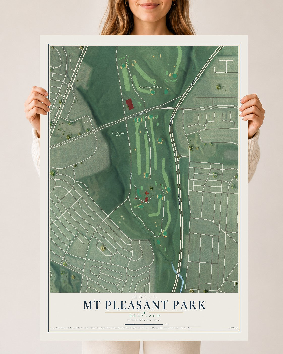 Map of Mt Pleasant Park, Maryland, 24 x 36 inch unframed archival matte print