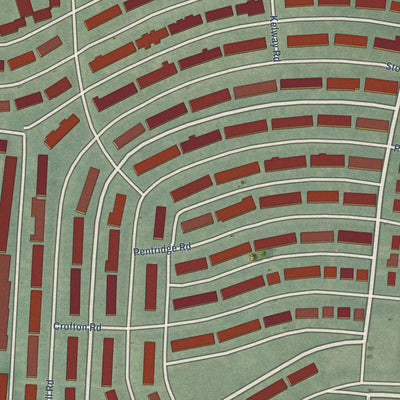 Close-up of the map of New Northwood, Maryland print showing street and building detail