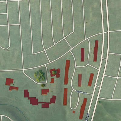 Second close-up of the map of New Northwood, Maryland print showing more streets and buildings