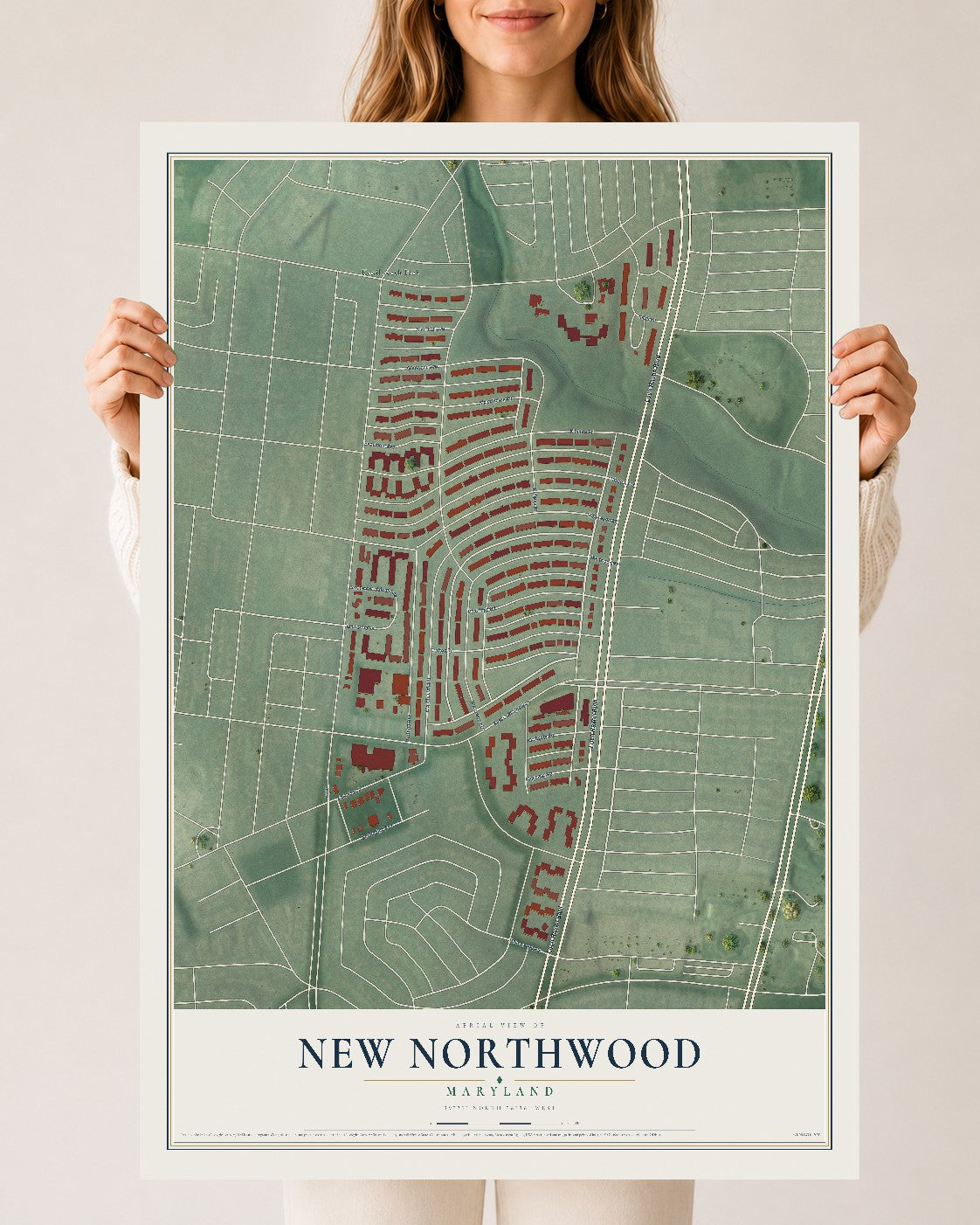 Map of New Northwood, Maryland, 24 x 36 inch unframed archival matte print