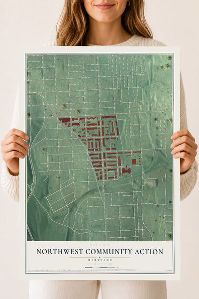 Map of Northwest Community Action, Maryland, 18 x 24 inch unframed archival matte print
