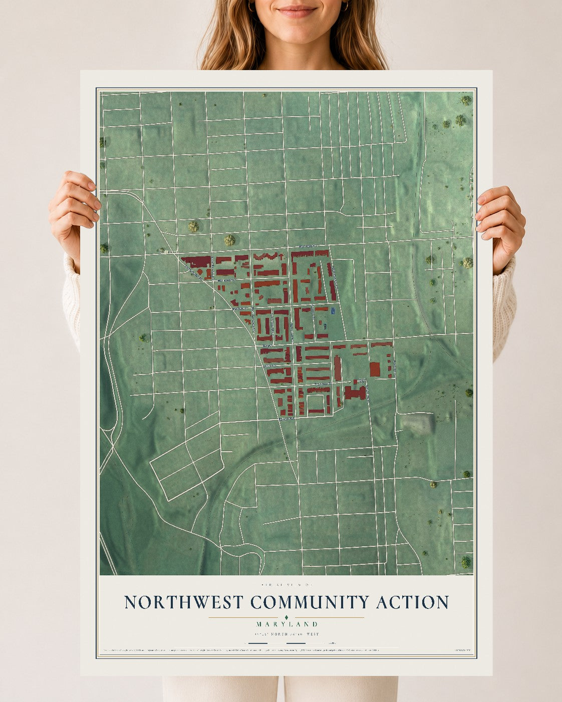 Map of Northwest Community Action, Maryland, 24 x 36 inch unframed archival matte print