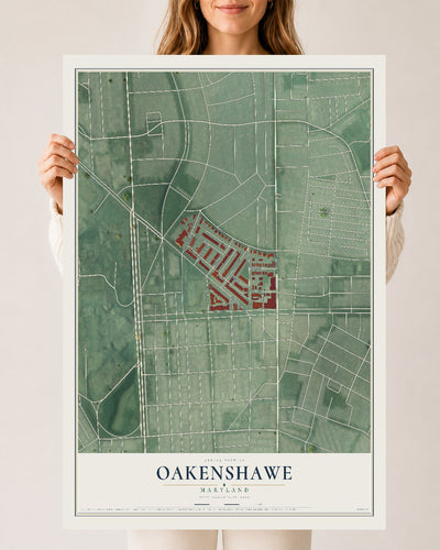 Map of Oakenshawe, Maryland, 24 x 36 inch unframed archival matte print