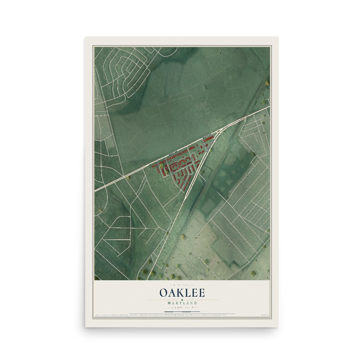 Map of Oaklee, Maryland, 12 x 18 inch unframed archival matte print