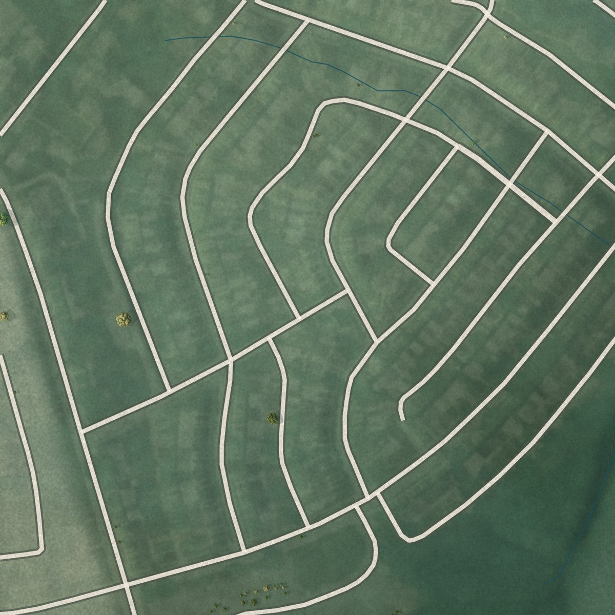 Second close-up of the map of Oaklee, Maryland print showing more streets and buildings