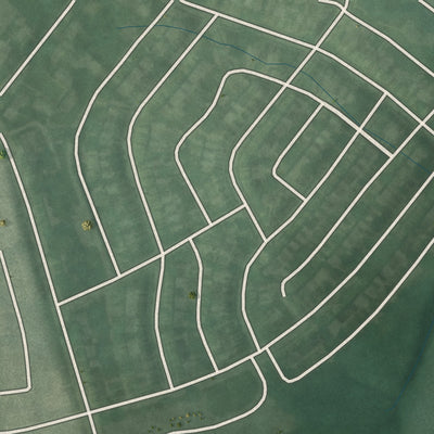 Second close-up of the map of Oaklee, Maryland print showing more streets and buildings