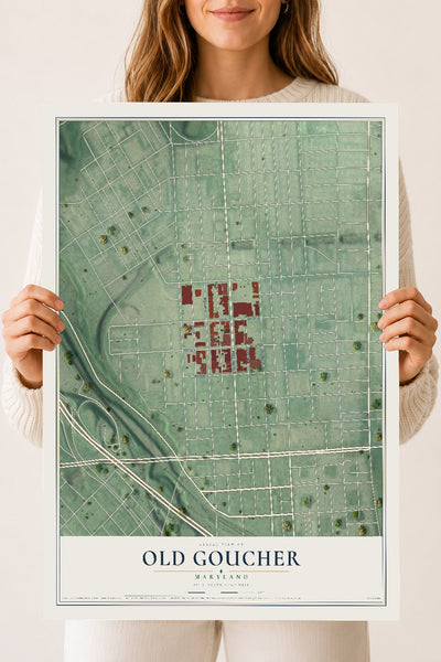 Map of Old Goucher, Maryland, 18 x 24 inch unframed archival matte print