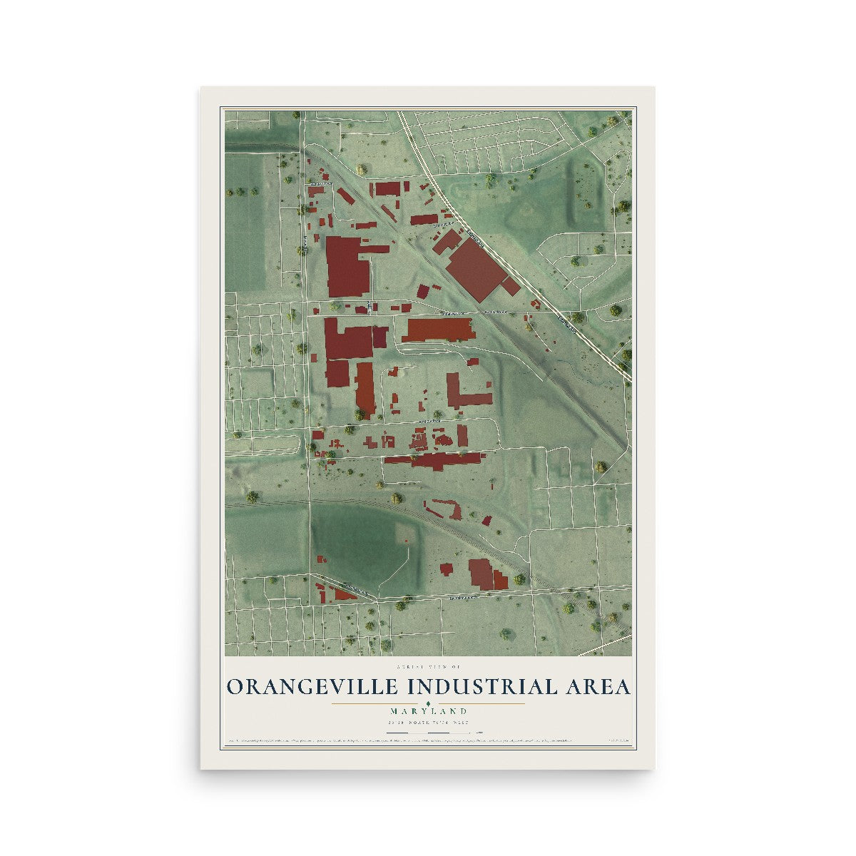 Map of Orangeville Industrial Area, Maryland, 12 x 18 inch unframed archival matte print