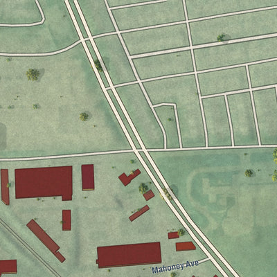 Second close-up of the map of Orangeville Industrial Area, Maryland print showing more streets and buildings
