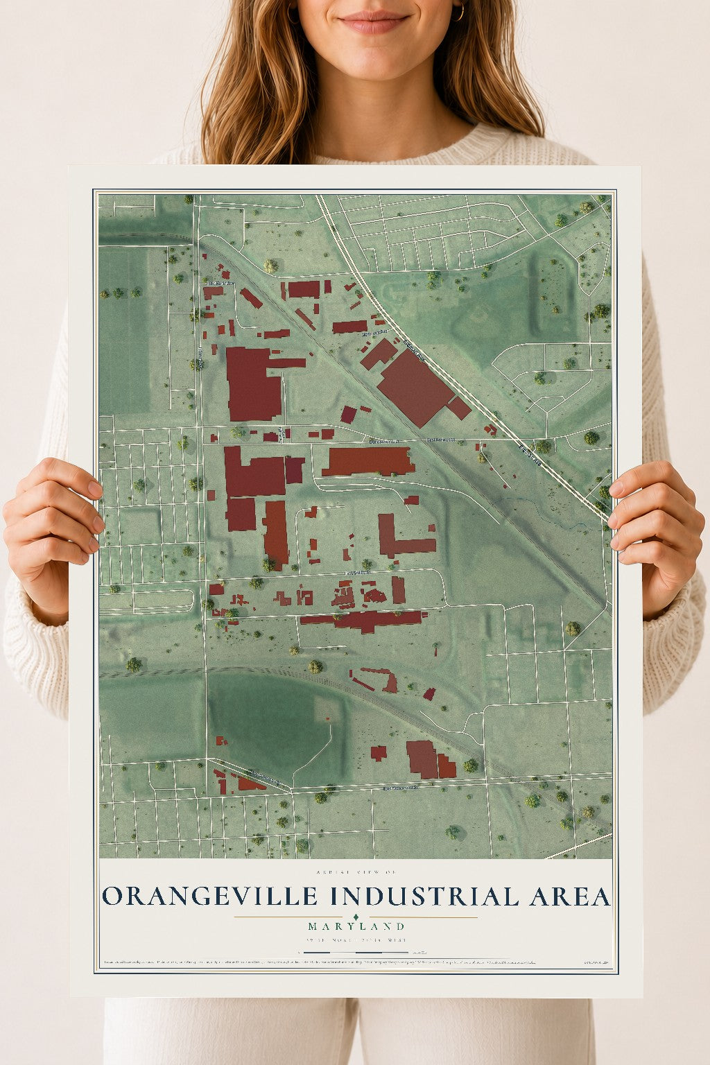 Map of Orangeville Industrial Area, Maryland, 18 x 24 inch unframed archival matte print