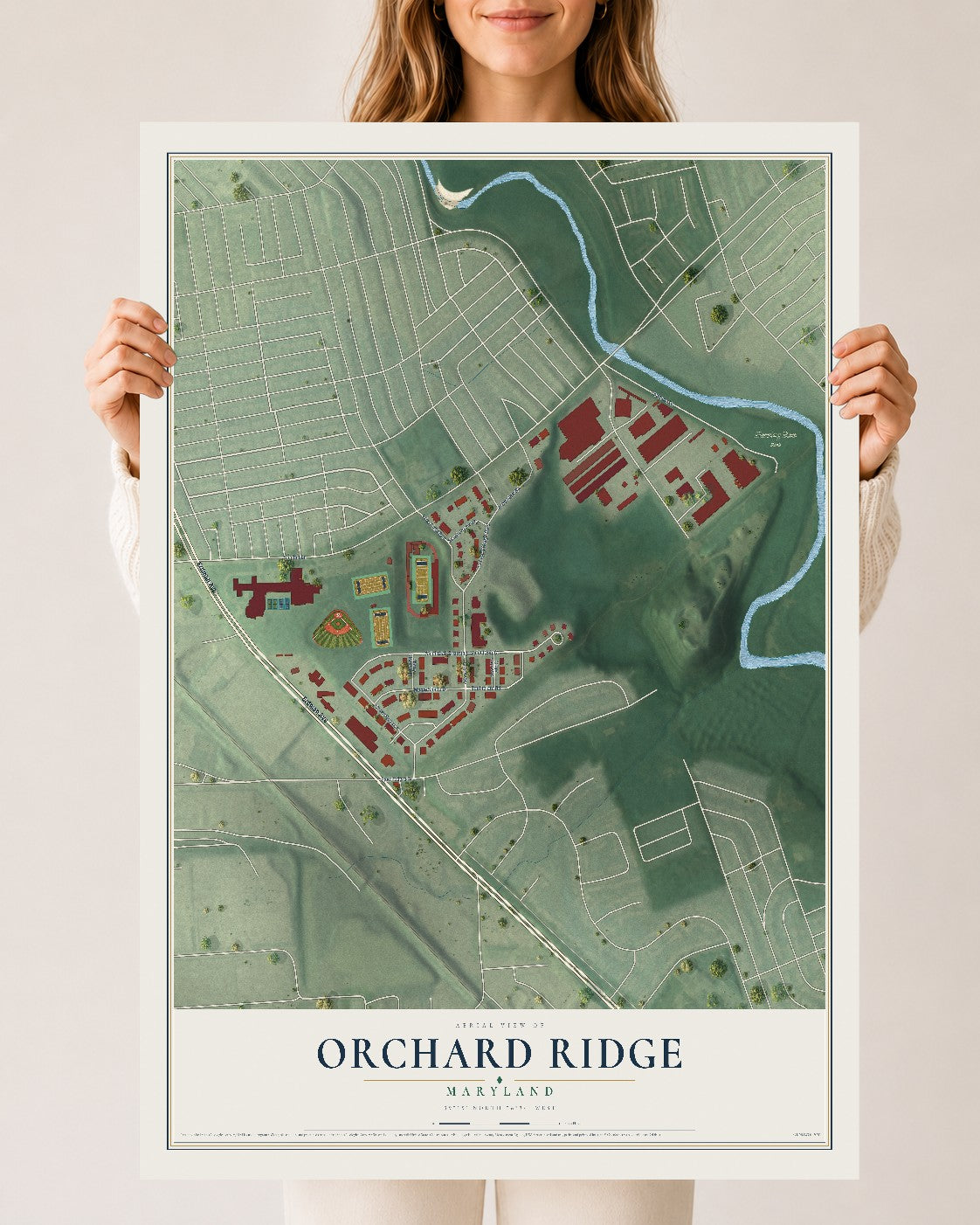 Map of Orchard Ridge, Maryland, 24 x 36 inch unframed archival matte print