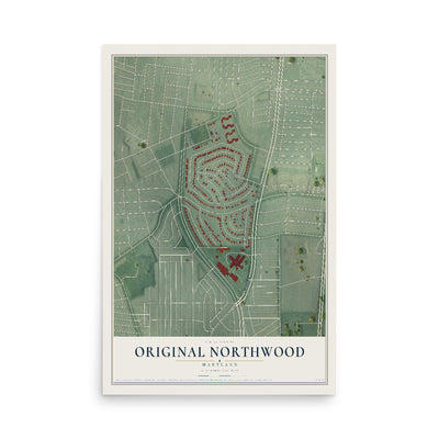 Map of Original Northwood, Maryland, 12 x 18 inch unframed archival matte print