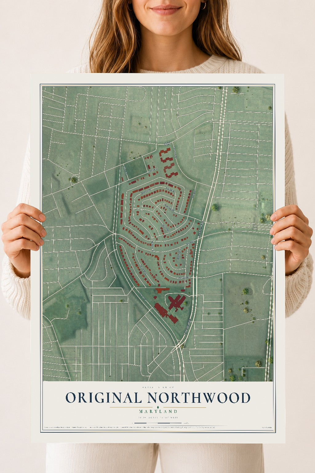 Map of Original Northwood, Maryland, 18 x 24 inch unframed archival matte print