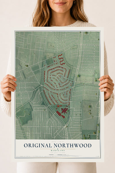 Map of Original Northwood, Maryland, 18 x 24 inch unframed archival matte print
