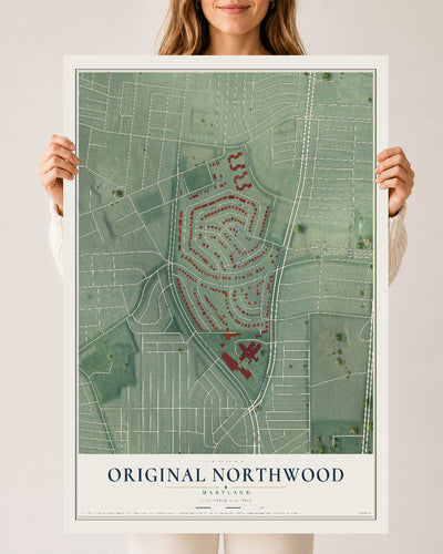 Map of Original Northwood, Maryland, 24 x 36 inch unframed archival matte print