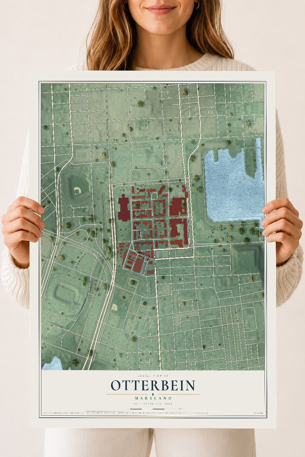 Map of Otterbein, Maryland, 18 x 24 inch unframed archival matte print