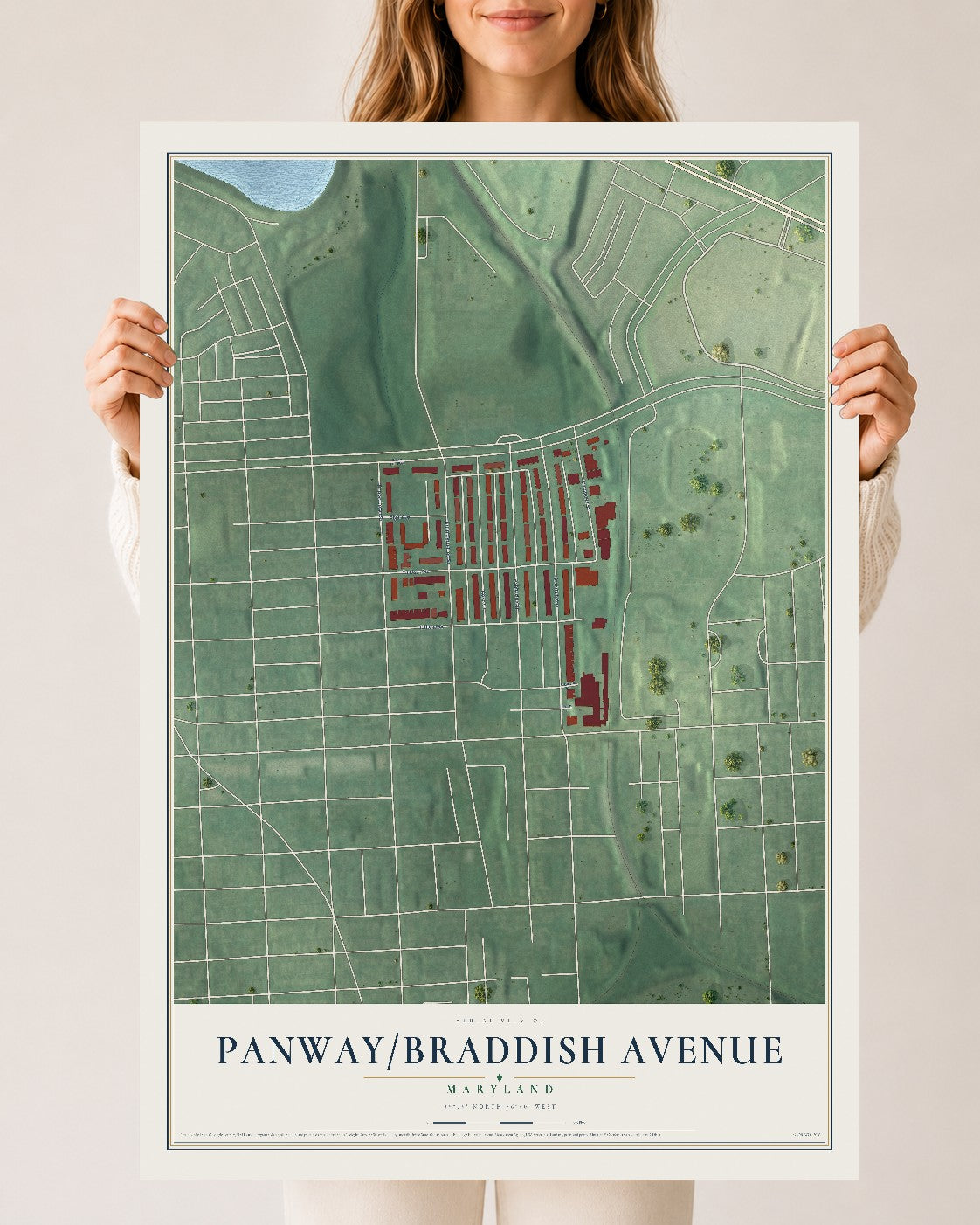 Map of Panway-Braddish Avenue, Maryland, 24 x 36 inch unframed archival matte print