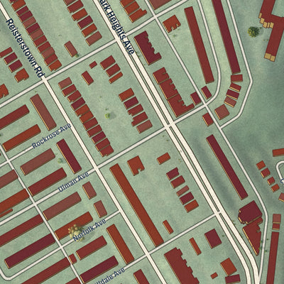 Close-up of the map of Park Circle, Maryland print showing street and building detail
