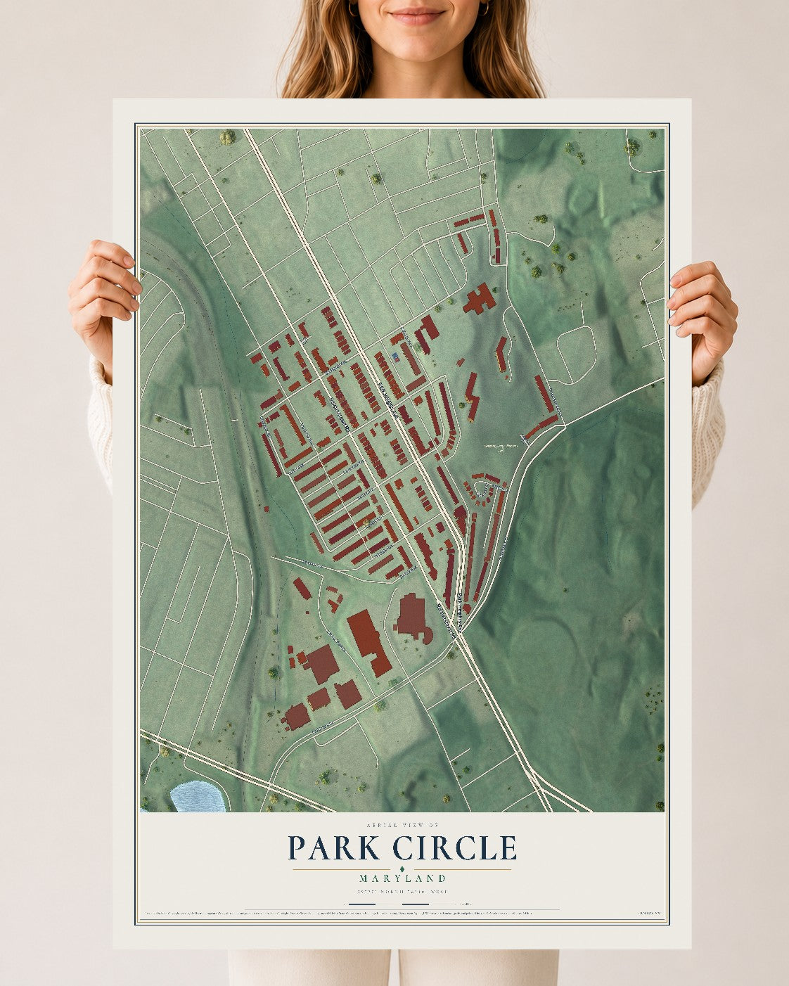 Map of Park Circle, Maryland, 24 x 36 inch unframed archival matte print