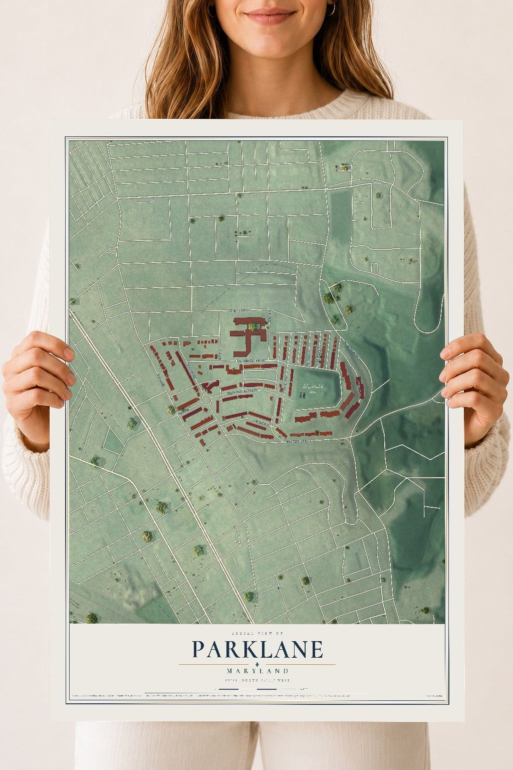 Map of Parklane, Maryland, 18 x 24 inch unframed archival matte print