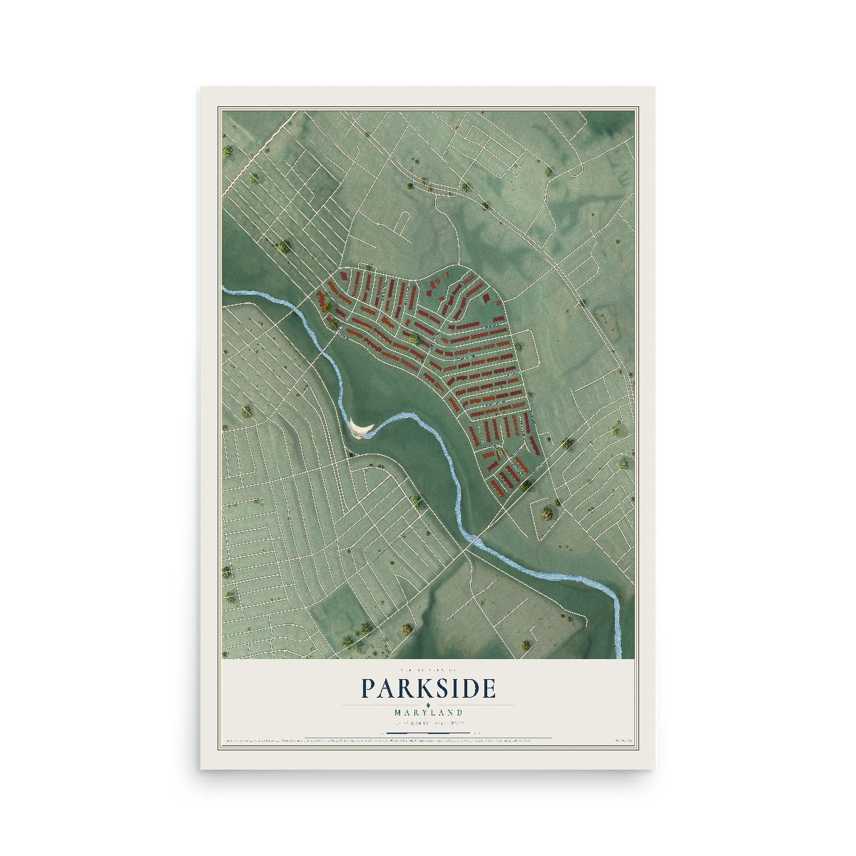 Map of Parkside, Maryland, 12 x 18 inch unframed archival matte print