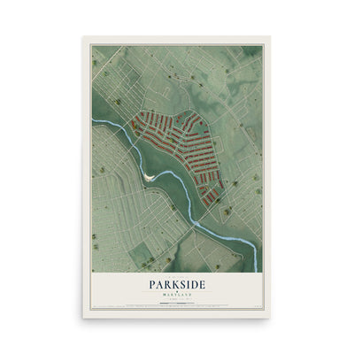 Map of Parkside, Maryland, 12 x 18 inch unframed archival matte print