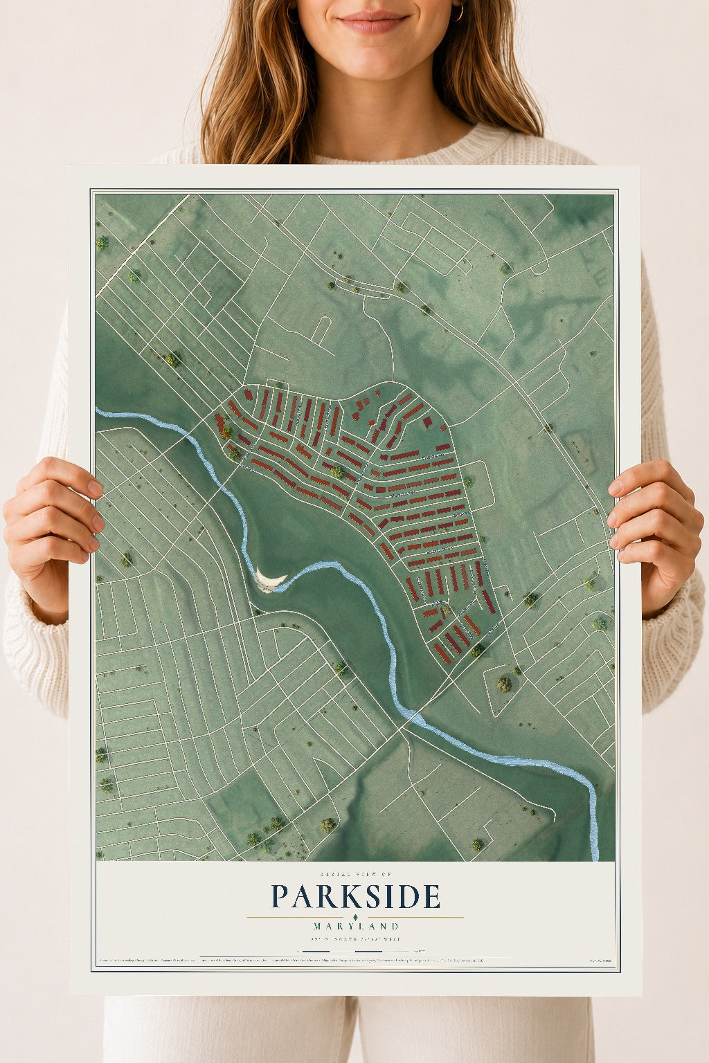 Map of Parkside, Maryland, 18 x 24 inch unframed archival matte print