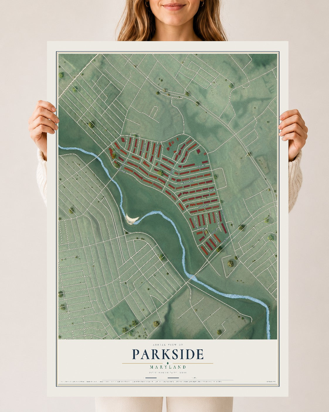 Map of Parkside, Maryland, 24 x 36 inch unframed archival matte print