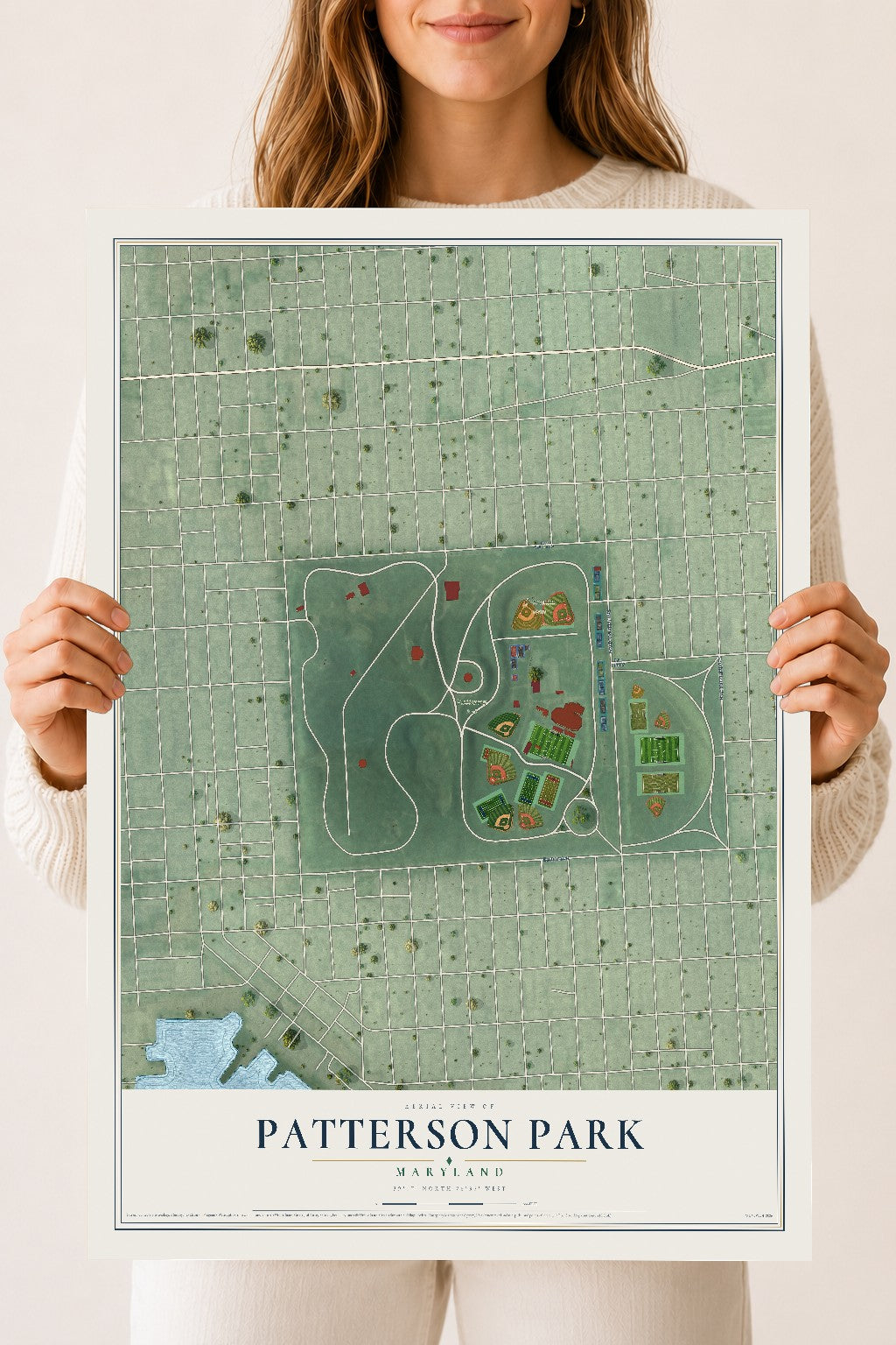 Map of Patterson Park, Maryland, 18 x 24 inch unframed archival matte print