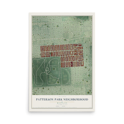 Map of Patterson Park Neighborhood, Maryland, 12 x 18 inch unframed archival matte print