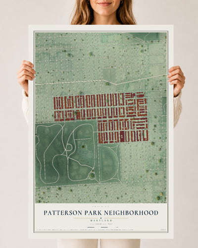 Map of Patterson Park Neighborhood, Maryland, 24 x 36 inch unframed archival matte print