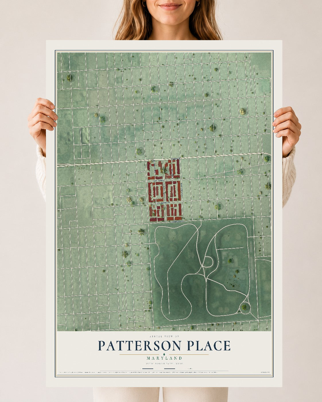 Map of Patterson Place, Maryland, 24 x 36 inch unframed archival matte print