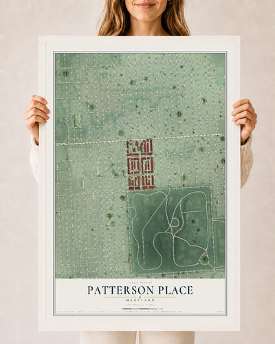 Map of Patterson Place, Maryland, 24 x 36 inch print in a white wood frame