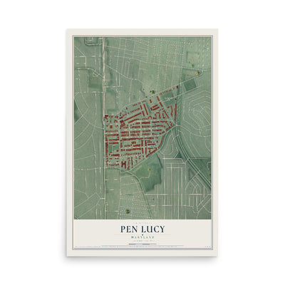 Map of Pen Lucy, Maryland, 12 x 18 inch unframed archival matte print