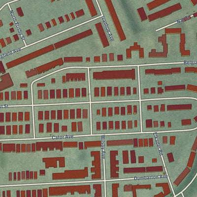 Close-up of the map of Pen Lucy, Maryland print showing street and building detail