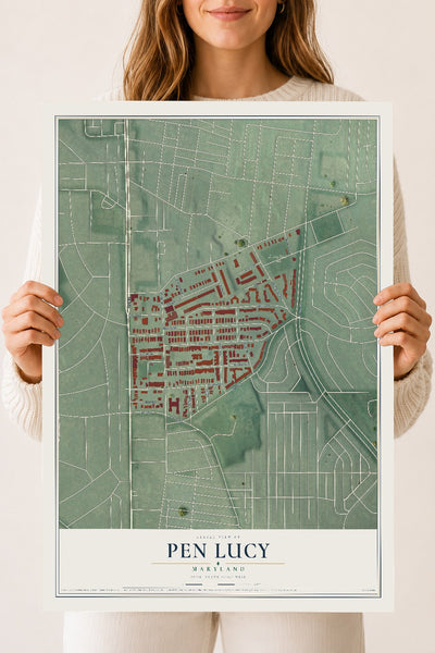 Map of Pen Lucy, Maryland, 18 x 24 inch unframed archival matte print