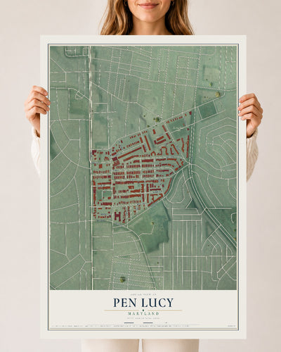 Map of Pen Lucy, Maryland, 24 x 36 inch unframed archival matte print