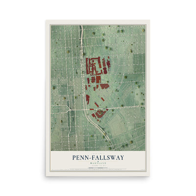 Map of Penn-Fallsway, Maryland, 12 x 18 inch unframed archival matte print