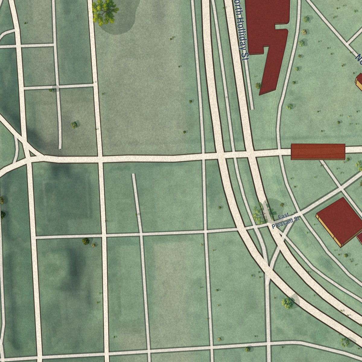 Second close-up of the map of Penn-Fallsway, Maryland print showing more streets and buildings