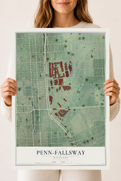 Map of Penn-Fallsway, Maryland, 18 x 24 inch unframed archival matte print