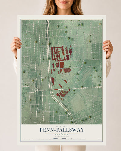 Map of Penn-Fallsway, Maryland, 24 x 36 inch unframed archival matte print