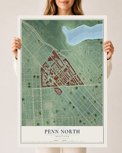 Map of Penn North, Maryland, 24 x 36 inch unframed archival matte print