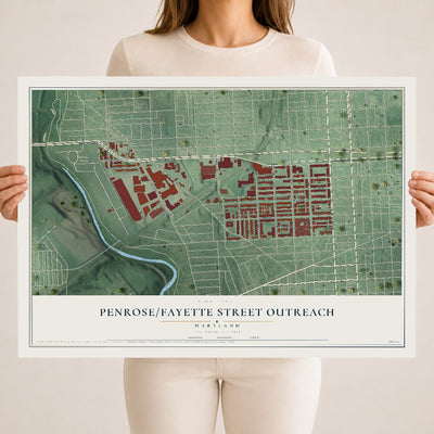 Map of Penrose-Fayette Street Outreach, Maryland, 18 x 24 inch unframed archival matte print
