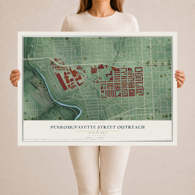 Map of Penrose-Fayette Street Outreach, Maryland, 24 x 36 inch unframed archival matte print