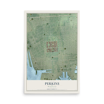 Map of Perkins, Maryland, 12 x 18 inch unframed archival matte print