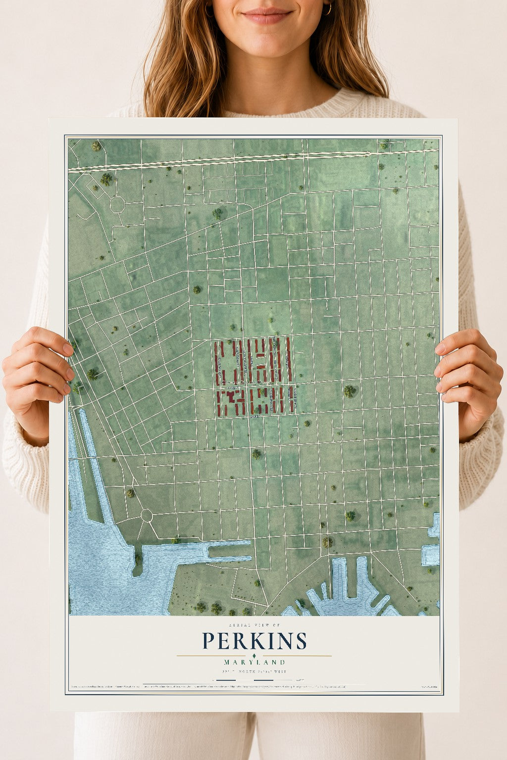 Map of Perkins, Maryland, 18 x 24 inch unframed archival matte print