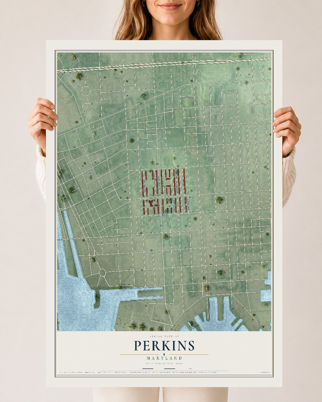 Map of Perkins, Maryland, 24 x 36 inch unframed archival matte print