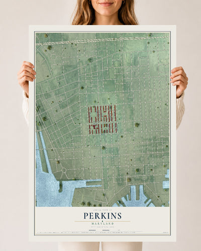Map of Perkins, Maryland, 24 x 36 inch unframed archival matte print